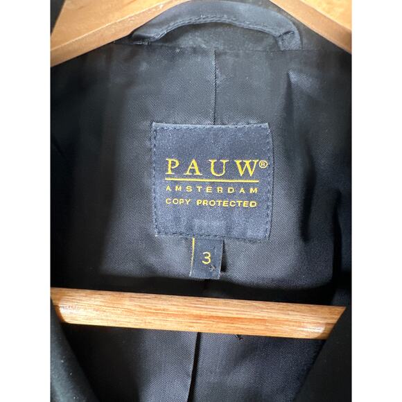 Pauw Amsterdam Blazer Jacket Black Satin Button Up Structured Peplum Size Large - Picture 8 of 9